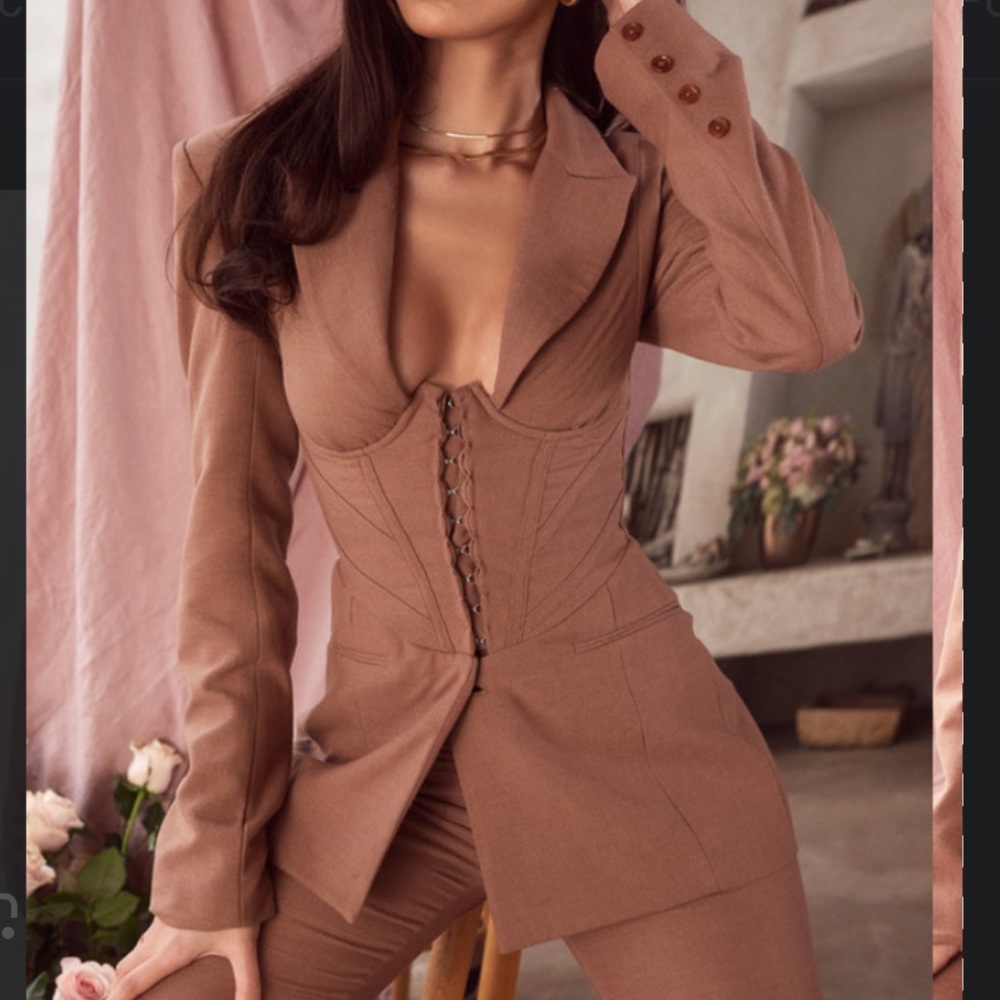 House of CB Mocha Corset Blazer Sz L+